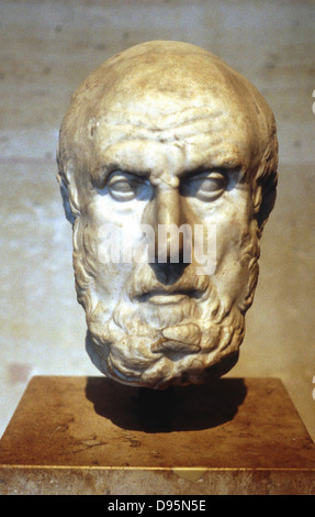 Ippocrate di Cos (c460-377 o 359 BC) Greco antico medico chiamato 'il padre della medicina". Busto. Louvre di Parigi. Foto Stock