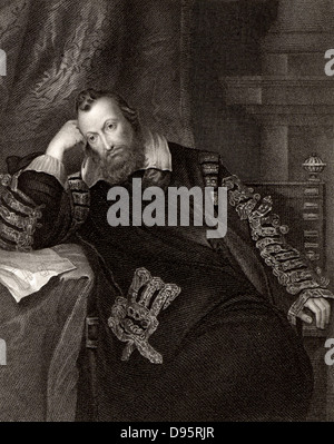 Henry Percy, 9° Conte di Northumberland (1564-1632) nobile inglese, chiamato procedura guidata Earl a causa del suo interesse per gli esperimenti scientifici. Dopo incisione ritratto da Vandyke. Foto Stock