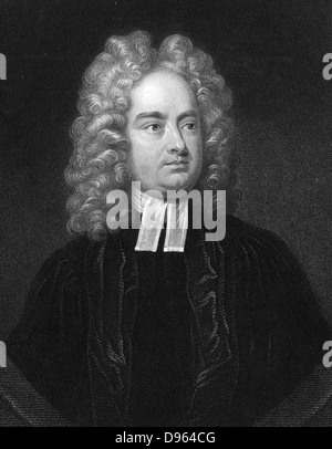 Jonathan Swift (1667-1746) ecclesiastico anglo-irlandese, Satiro e poeta. Autore di 'I Viaggi di Gulliver' 1726 "battaglia dei libri " e " un racconto della vasca' 1704. Incisione Foto Stock