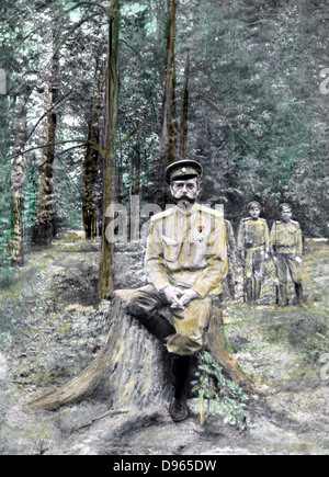 Nicholas II (1868-1918) l'imperatore di Russia a partire dal 1894, in esilio nel 1917. Dopo il canto-fotografia oscurata. Mezzitoni Foto Stock