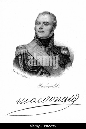 Jacques E J A Macdonald (1765-1840) Duc de Tarrente. Soldato francese, figlio di Scottish Giacobita precettore. Litografia c1820. Foto Stock