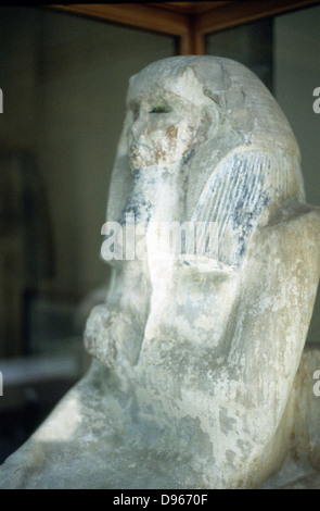 Djoser (Zoser) secondo re della III dinastia (c2686-2613 BC). Statua di Djoser rimosso dal tempio mortuario accanto a passo piramide a Saqqarah. Foto Stock