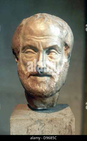 Aristotele (384-322 a.C.) il Greco antico filosofo e scienziato. Busto Foto Stock