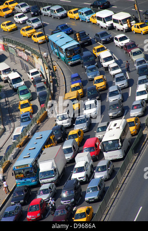 Paralizzata l'ora di punta del traffico. Foto Stock