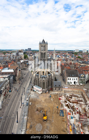 Catedral de San Bavón en obras en Gante Foto Stock