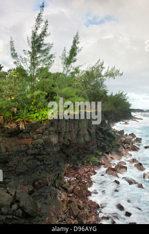 Costa vulcanica vicino a St Philippe sull isola francese di la Reunion nell'Oceano Indiano. Foto Stock