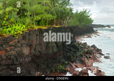 Costa vulcanica vicino a St Philippe sull isola francese di la Reunion nell'Oceano Indiano. Foto Stock