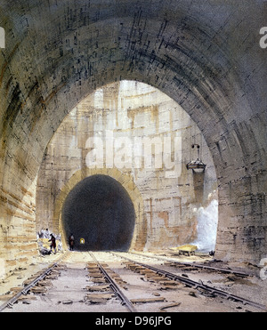 Albero di ventilazione sul tunnel Kilsby. Ingegnere Robert Stephenson. Da J Bourne 'Drawings di Londra e la stazione ferroviaria di Birmingham', Foto Stock