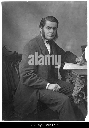 Thomas Henry Huxley (1825-1895) British biologo, sostenitore di Darwin e l'evoluzione. Nonno di Julian e Aldous Huxley. Da "Il Popular Science Review", Londra, aprile 1866. Woodburytype. Foto Stock