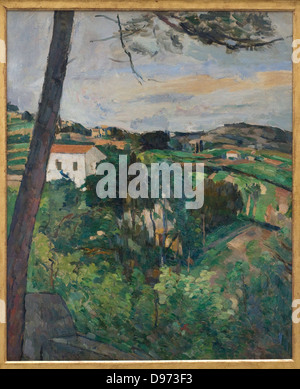 Paul Cézanne Paysage au toit rouge, ou Le Pin à l'Estaque - Paesaggio con un tetto rosso, o di pino in Estaque 1875-76 Museo Orangerie Foto Stock