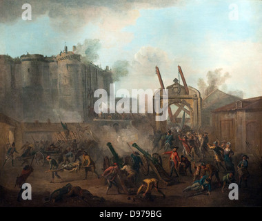 Jean-Baptiste Lallemand La prise de la Bastille, le 14 juillet 1789 Museo Carnavalet - Parigi Foto Stock