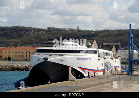 Traghetto Normandie Express a Cherbourg,porto,marina,Manche,Basse-Normandie,Cotentin,Francia Foto Stock