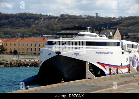 Traghetto Normandie Express a Cherbourg,porto,marina,Manche,Basse-Normandie,Cotentin,Francia Foto Stock