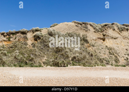 Erose rocce sedimentarie a testa Hengistbury, Dorset, Costa Sud, Regno Unito - erosione costiera Foto Stock