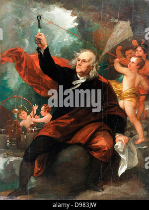 Benjamin West, Benjamin Franklin disegno elettricità dal cielo. Circa 1816. Olio su tela. Philadelphia Museum of Art, Philad Foto Stock