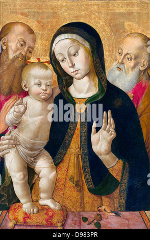 Bernardino Fungai, Madonna con il Bambino e i due Santi eremiti. Primi 1480s. Tempera su pannello. Il J. Paul Getty Museum. Foto Stock