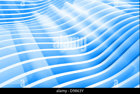 Abstract Monocromatico blu 3d sfondo ondulata Foto Stock