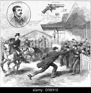 Roderick McClean tiro al Queen Victoria a Windsor stazione ferroviaria. Da 'l'Illustrated London News', 11 marzo 1882. Foto Stock