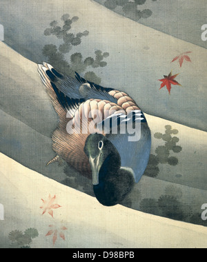 Piscina d'anatra in acqua", 1847. Inchiostro e colori su seta. Katsushika Hokusai (1770-1849) artista giapponese e printmaker. Foto Stock