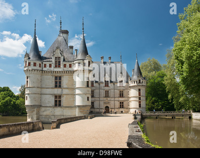 Castello di Azay le Rideau, nella Valle della Loira in Francia Foto Stock