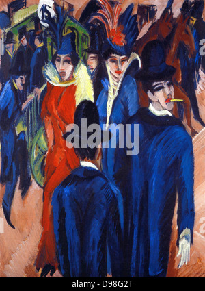 Ernst Ludwig Kirchner (6 maggio 1880 - 15 giugno 1938), tedesco pittore espressionista Berlin-Street-scena Foto Stock