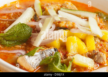 Assam Laksa, piccante Maylasian Noodle e la zuppa di pesce Foto Stock