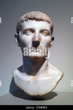 Ritratto in marmo di un uomo. Annuncio romano 81-96 d forse un ritratto dell'Imperatore Domiziano Foto Stock