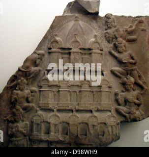 Santuario piani. fine primo secolo-inizi II secolo. Scuola Amaravati (I secolo A.C. - III secolo d.c. scultura da calcare marmoreo Andhra Pradesh in India Foto Stock