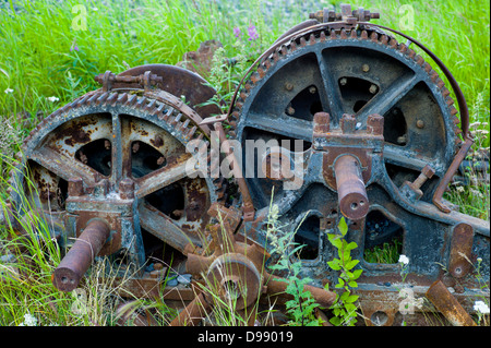 Vecchia reliquie di data mining, chitina One Stop minimarket, piccola e remota città di chitina, Alaska, STATI UNITI D'AMERICA Foto Stock