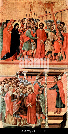 Maestà (Maestà), Altare della Cattedrale di Siena Pilato si lava le mani dell'anno 1308-1311 di Duccio di Buoninsegna (c. 1255-1260 - c. 1318-1319) influente artista italiano nato a Siena Foto Stock