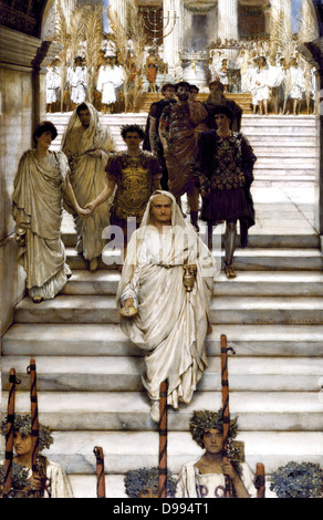 Sir Lawrence Alma-Tadema "Il Trionfo di Tito' olio su pannello (l'imperatore Tito è tornato a Roma trionfalmente dopo la sua conquista di Gerusalemme nel 70 d.c. Foto Stock