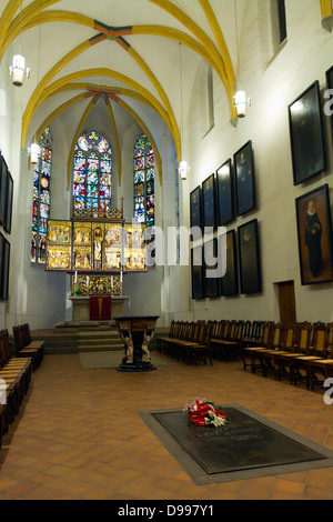 Tomba di J. S. Bach in St. Thomas Church, Lipsia, Germania Foto Stock