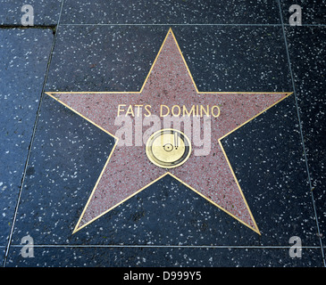 Terrazzo star per artisti Fat domino, categoria Musica, Drumming di fama, Hollywood Boulevard, Hollywood, Los Angeles, Californi Foto Stock