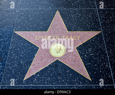 Terrazzo star per artisti Spencer Tracy, categoria Film, Drumming di fama, Hollywood Boulevard, Hollywood, Los Angeles, Californi Foto Stock