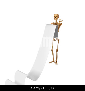 Il teschio di scheletro con ossa isolato con il bianco Foto Stock