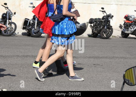 Roma, Italia. 14 giugno 2013. Harley Davidson appassionati convergono sul Foro Italico da allo Stadio Olimpico di Roma per HD110th anniversario celebrazione europea Credito: Gari Wyn Williams/Alamy Live News Foto Stock