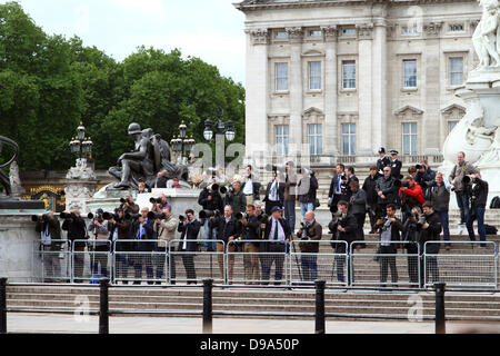 Trooping il colore. Londra, Regno Unito. Il 15 giugno, 2013. Di sua maestà, premere i fotografi al Trooping del colore 2013, sul Mall, sul retro della regina Victoria Memorial. Pic: Paolo Marriott Fotografia/Alamy Live News Foto Stock