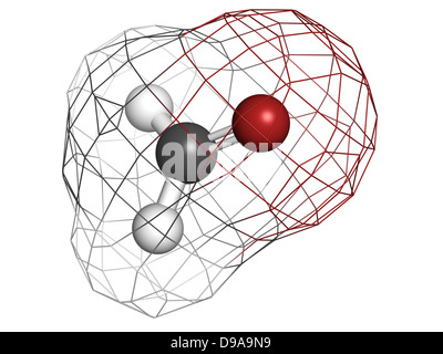 Formaldeide (CH2O), modello molecolare. La formaldeide è un noto agente cancerogeno e un comune indoor e inquinanti. Foto Stock