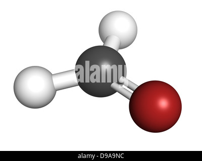 Formaldeide (CH2O), modello molecolare. La formaldeide è un noto agente cancerogeno e un comune indoor e inquinanti. Foto Stock