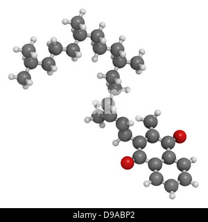 La vitamina K1 (phylloquinone), modello molecolare. Gli atomi sono rappresentati come sfere convenzionale con codifica a colori. Foto Stock