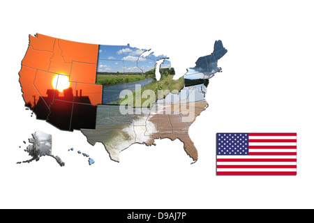Mappa insolita dei lati del STATI UNITI D'AMERICA Foto Stock