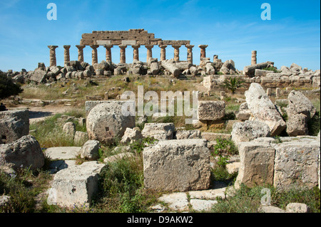 Tempio di Eracle Tempio C Akropolis Selinunte Sicilia Italia Herakles-Tempel Tempel C Akropolis Selinunt Sizilien Italien Selinu Foto Stock