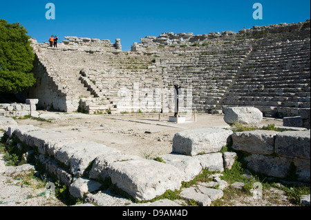 Teatro, Segesta, Provincia Trapani, Sicilia, Italia , teatro, Segesta, Provinz Trapani, Sizilien, Italien, griechisches Theatre Foto Stock