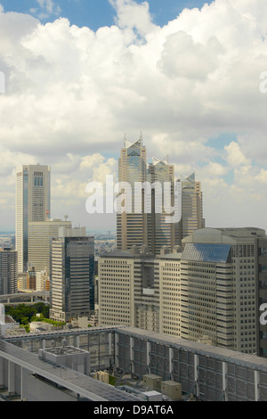 Lo skyline di Tokyo e il Governo Metropolitano di Tokyo edificio come visto dalla camera di albergo di Odakyu secolo Southern Tower Hotel Foto Stock