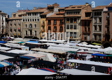 Vista panoramica, mercato, Sabato, Mercadal, Plaza Mayor, Main Square, Vic, Osona Barcelona, España, Spagna, Europa, Catalogna Foto Stock