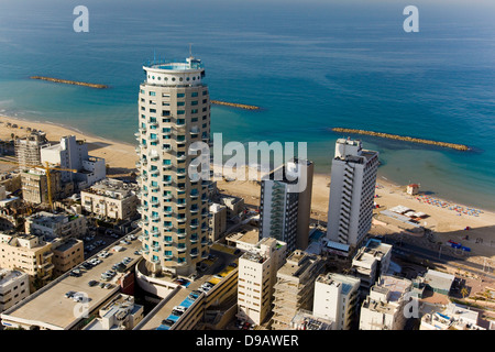 Una foto aerea di spiagge di Tel Aviv e Isrutel Hotel Foto Stock