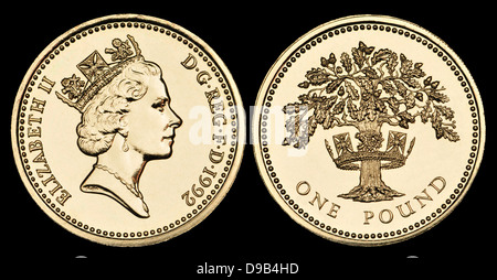 British pound coin, 1992 Foto Stock