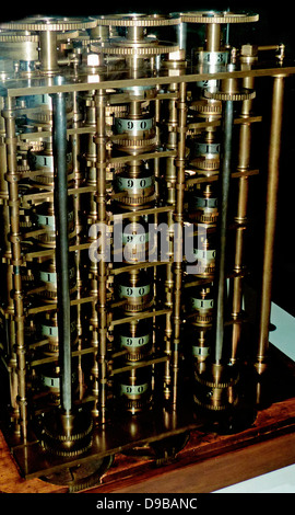 Babbage di differenza motore, No 1, 1832. Charles Babbage (1791-1871), un ingegnere inglese che ha originato il concetto di un computer programmabile. Nel 1991, una perfettamente funzionante differenza motore fu costruito dai suoi piani originali, indicando che Foto Stock