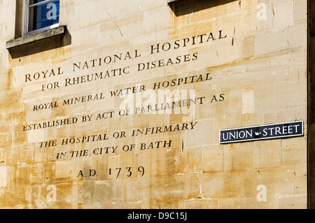 Royal National Hospital per malattie reumatiche NHS Foundation Trust segno, bagno, Somerset, Regno Unito Foto Stock