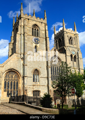 Kings Lynn, Norfolk, St. Margaret's Church, west torri, Inghilterra UK, cittadina inglese chiese medievali Foto Stock
